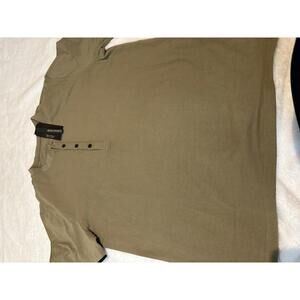 Hodo Sports Men's Henley Top Large Brown Cotton Spandex